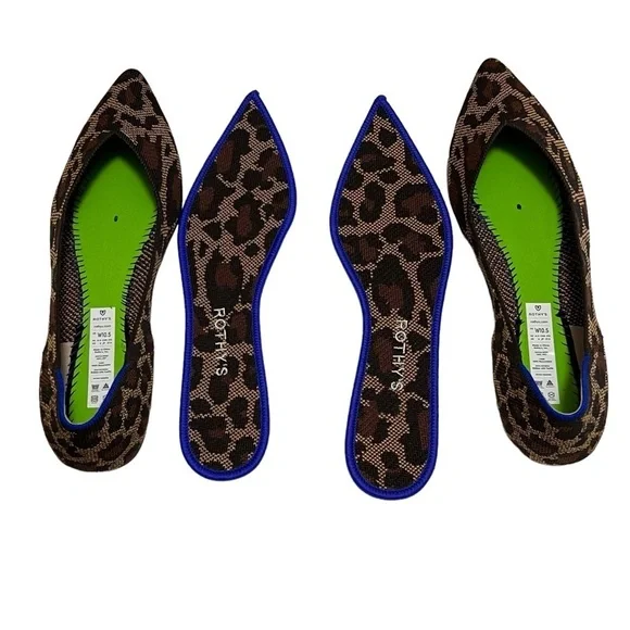 New in Box Rothy’s the Point Ballet Flat Slip On Shoe in Mocha Spot Animal 10.5 - Picture 6 of 11